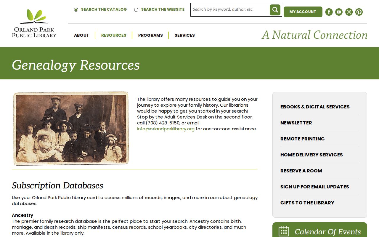 Orland Park Public Library genealogy and local history resources