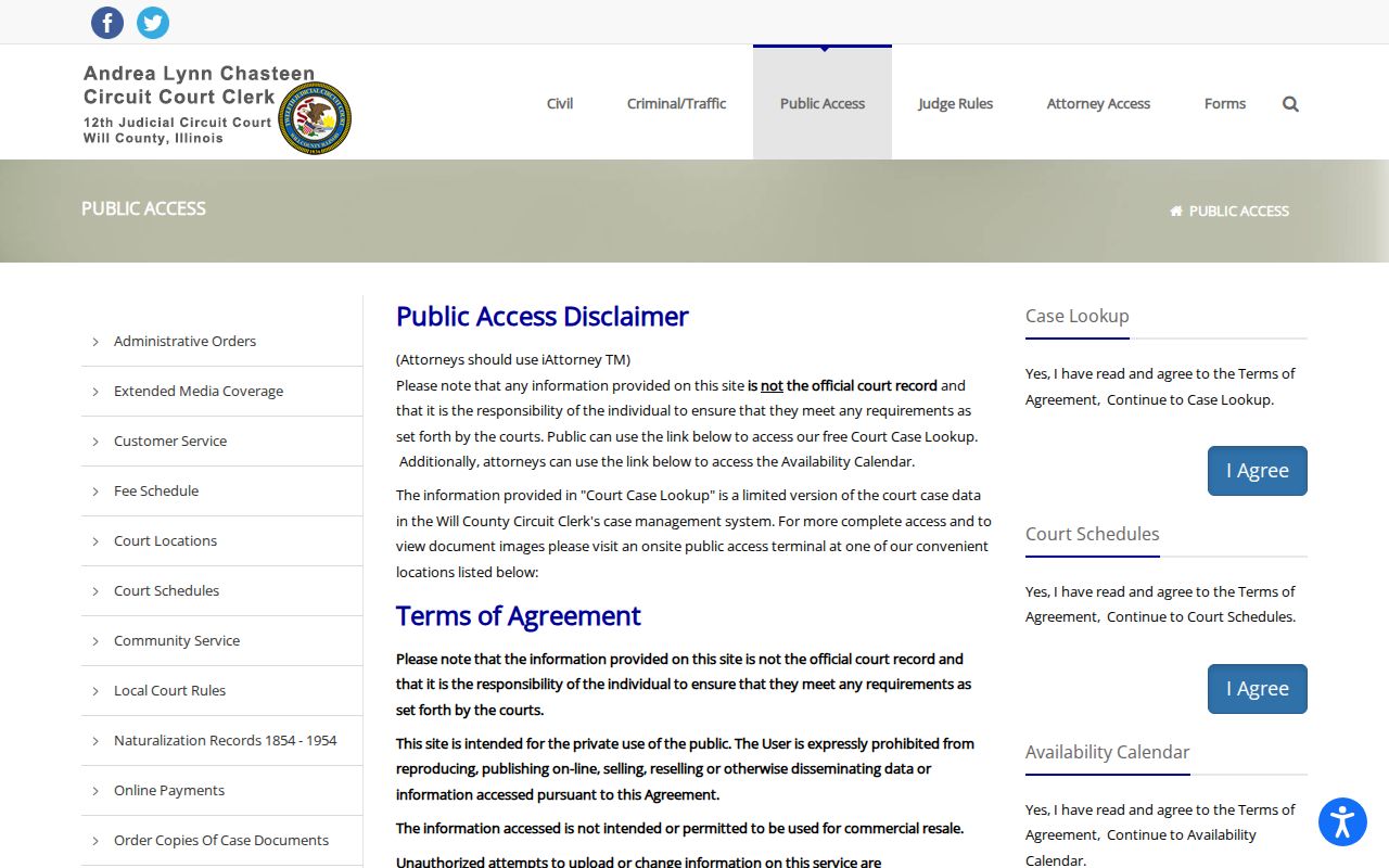 Orland Park residents directory Will County court gateway