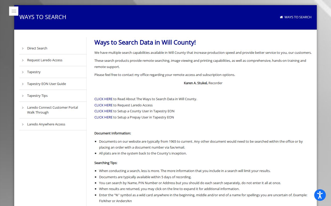 Will County Recorder historical search and archive options