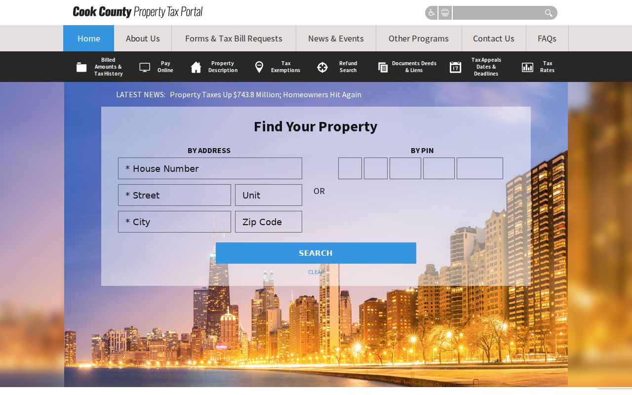 Cook County property tax address portal for Orland Park parcel research