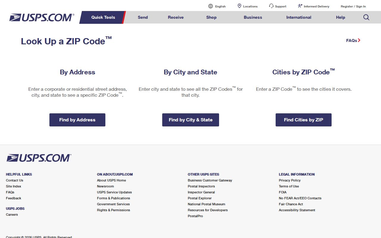 USPS ZIP Code Lookup for checking an Orland Park mailing address
